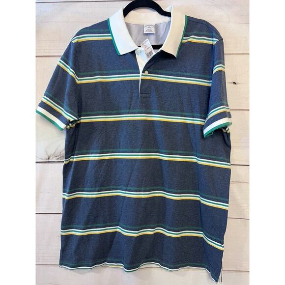 Brooks Brothers Men's Polo Top Size XL NWT Stripes Blue - Picture 1 of 5